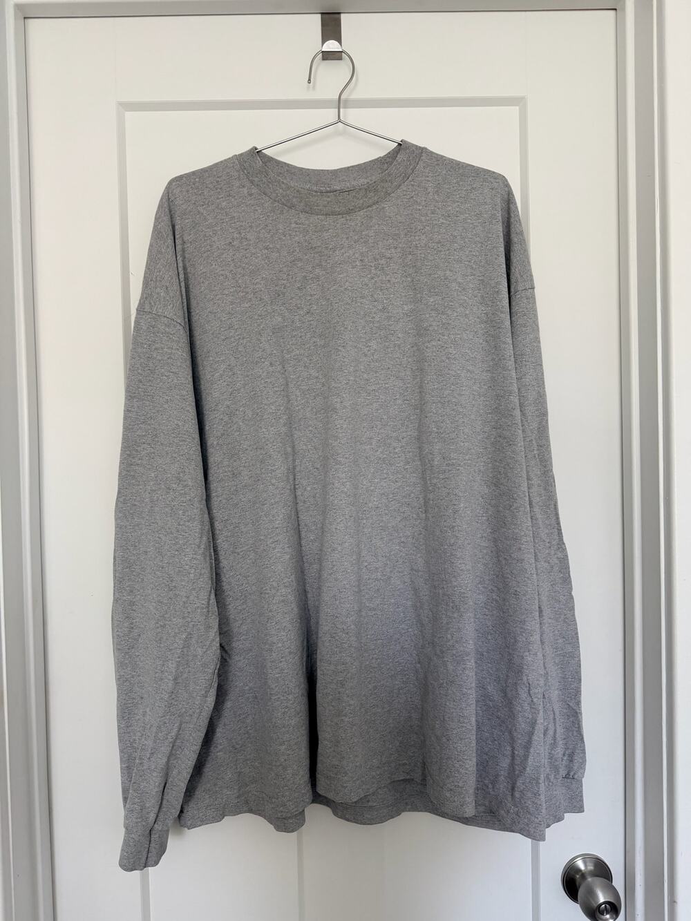 Pro Club Heather Gray Plain Long-Sleeve Crewneck T-Shirt Unisex 3XL